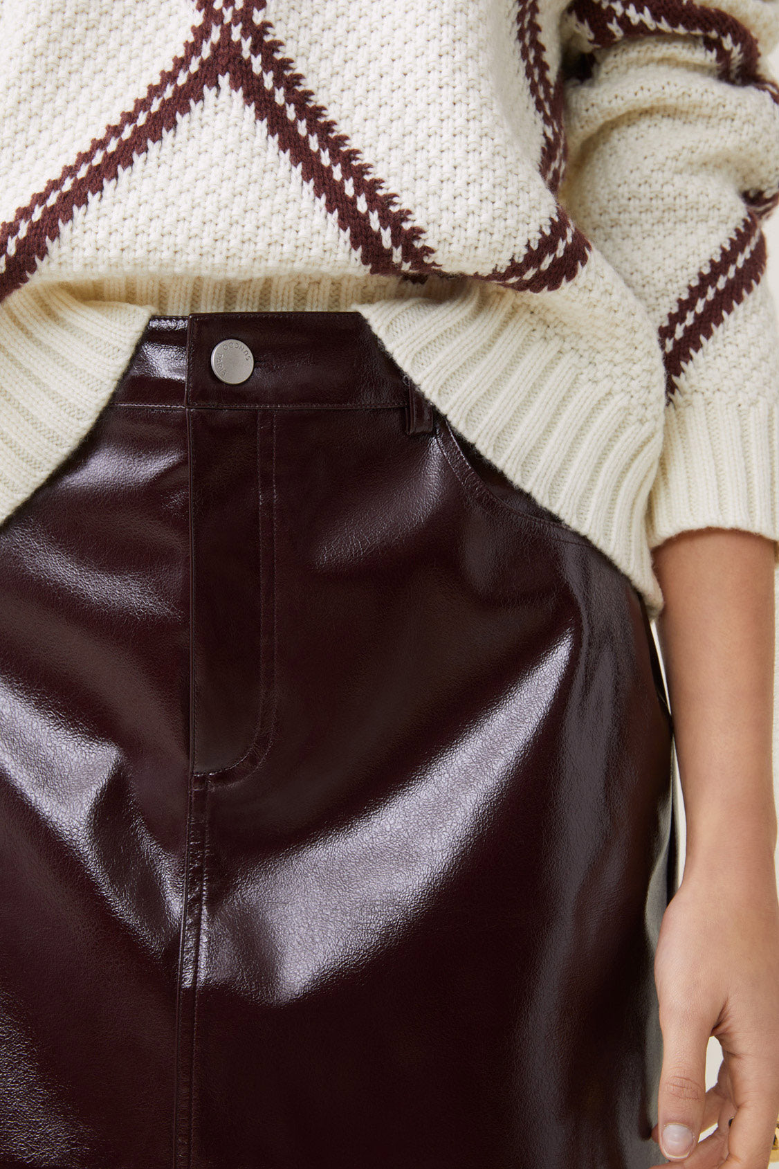 Suncoo - Fabie Burgundy Short Skirt