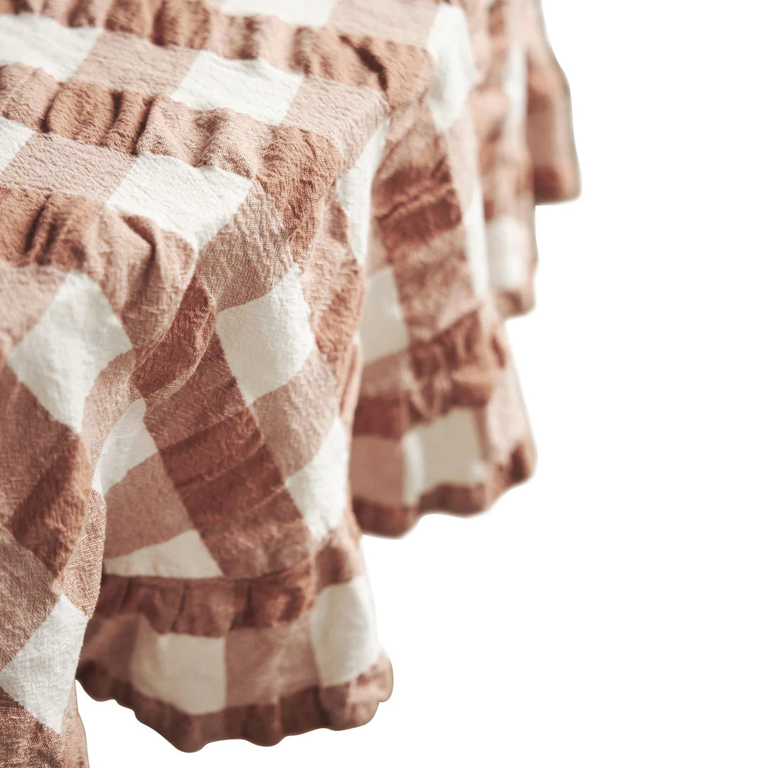 Boel & Jan - Rund bordsduk Kullavik rost/offwhite