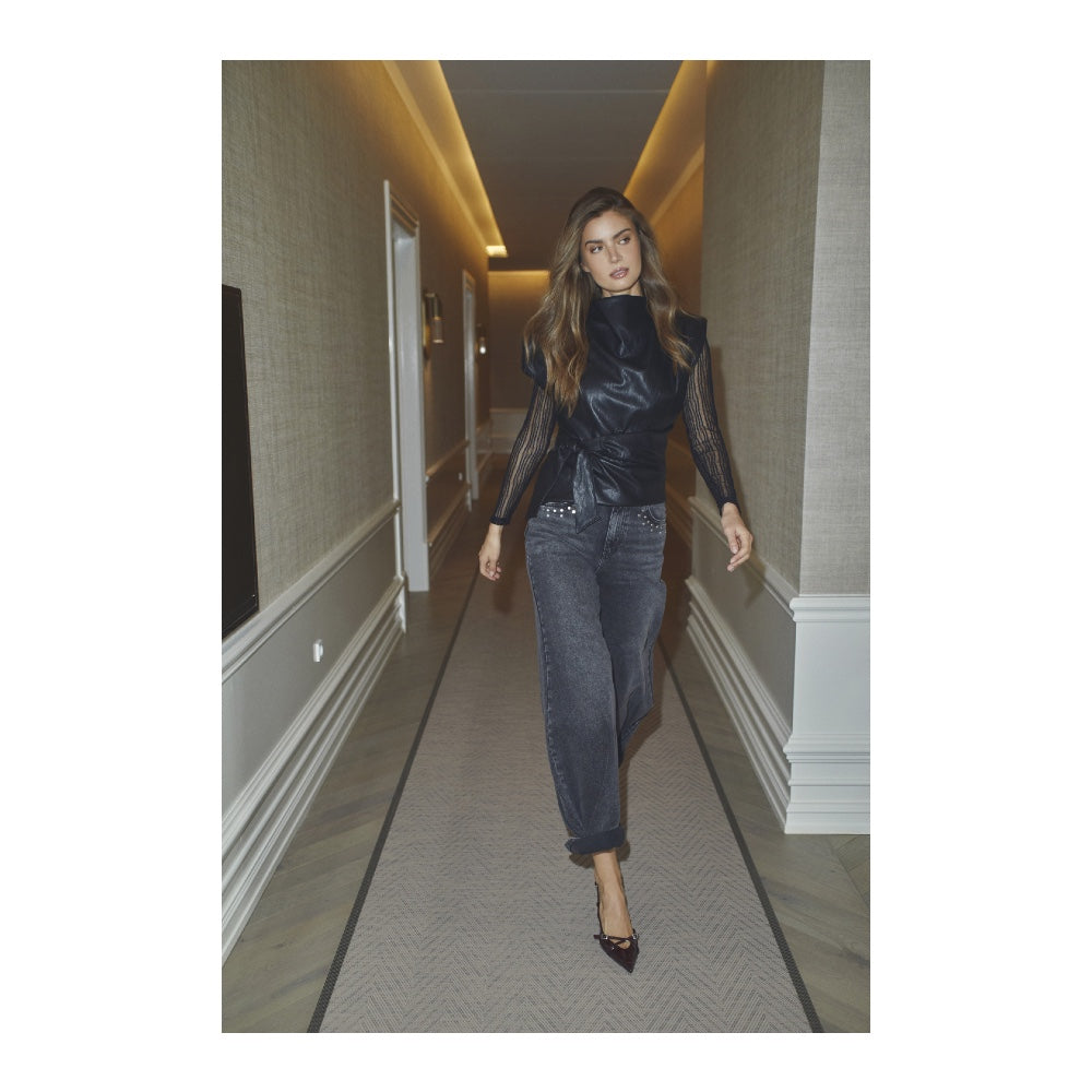 Co´couture - Vicky Stud Wide Jeans Black