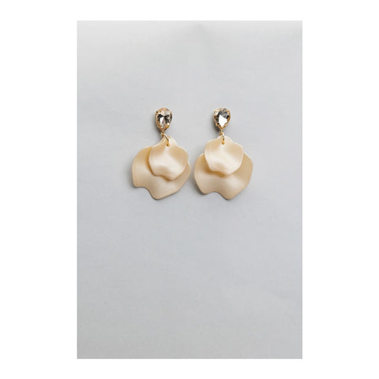 Bow 19 - Leaf Earrings Beige cz