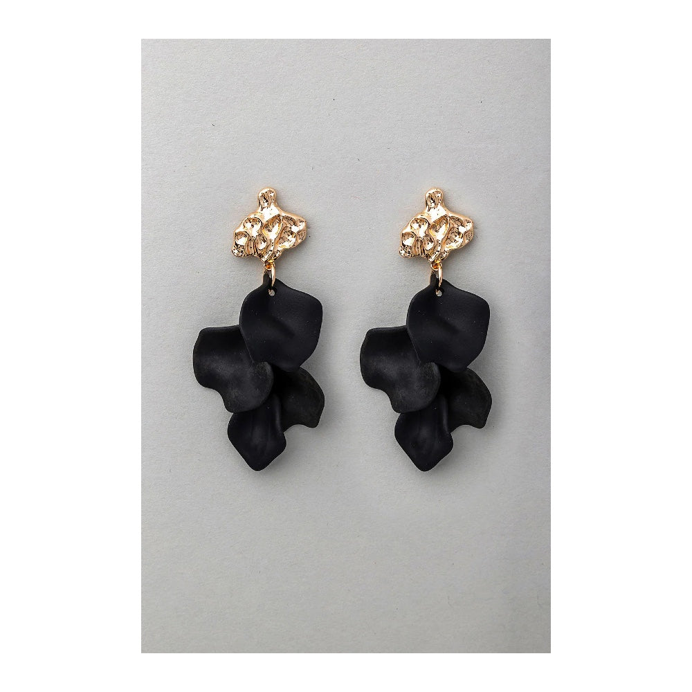 Bow 19 Hammered leaf earrings black