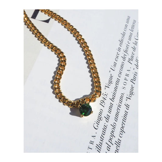 Luv Aj - Bardot Stud Necklace emerald green