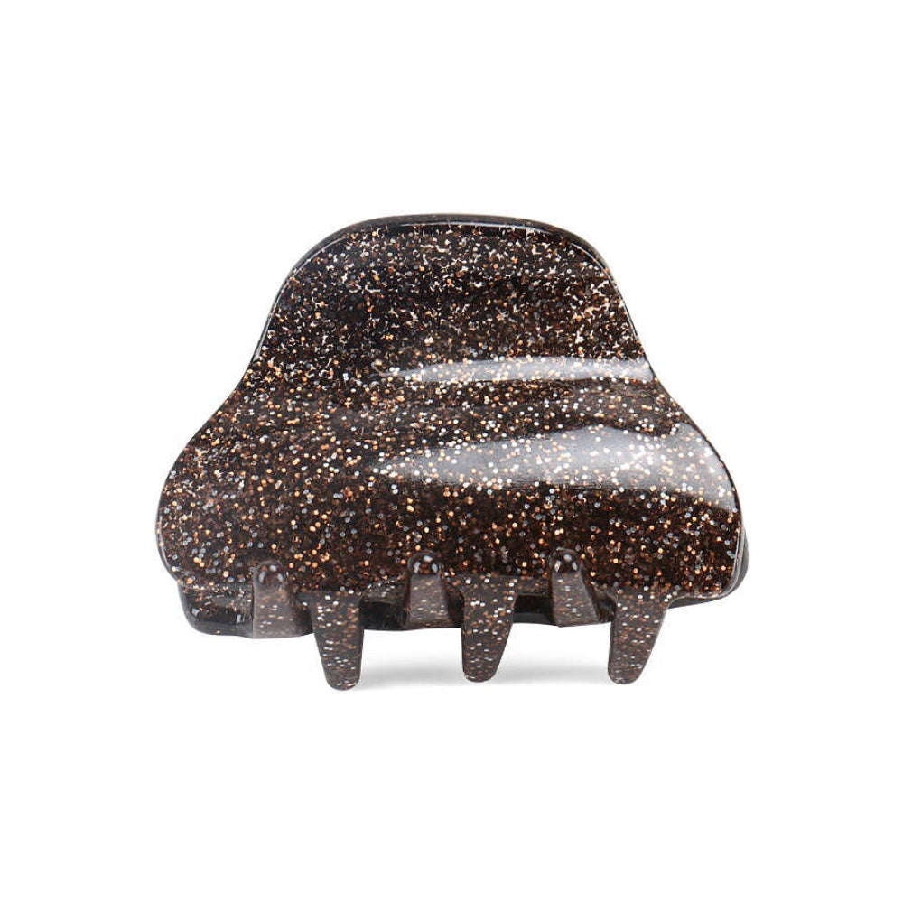 Mini hårklämma från Ella Agency i glittrig brun färg