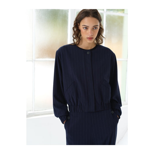 French Connection - Alia Pinstripe Bomber Jacket