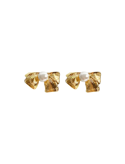 Pipol - Bowy Pearl Stud Earring Gold