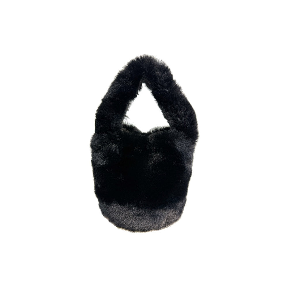 Pipol - Fluffy Bucket Tote Handbag Black