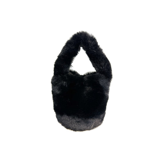 Pipol - Fluffy Bucket Tote Handbag Black