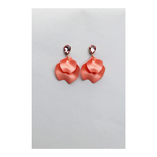 Bow 19 - Leaf Earrings Coral cz