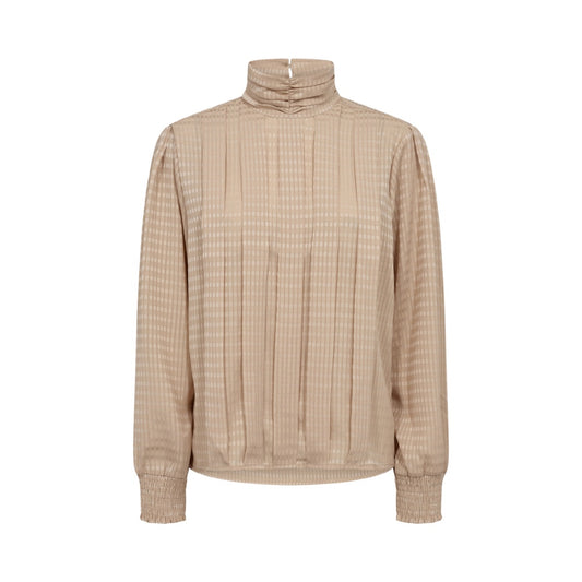 Lyxig beige blus med hög hals från Co´couture