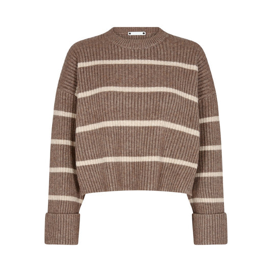 Row Stripe Box Crop O-knit från co´couture