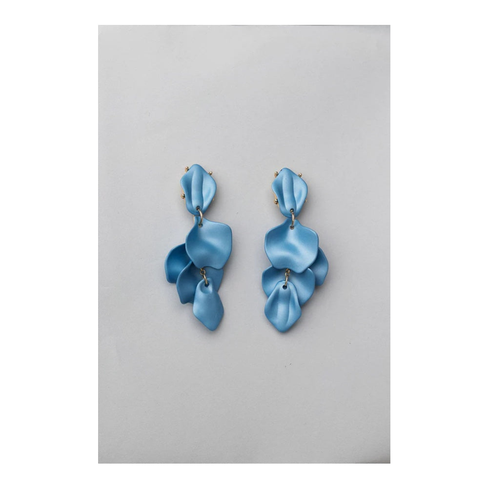 Bow 19 - Leaf Earrings thin denim blue